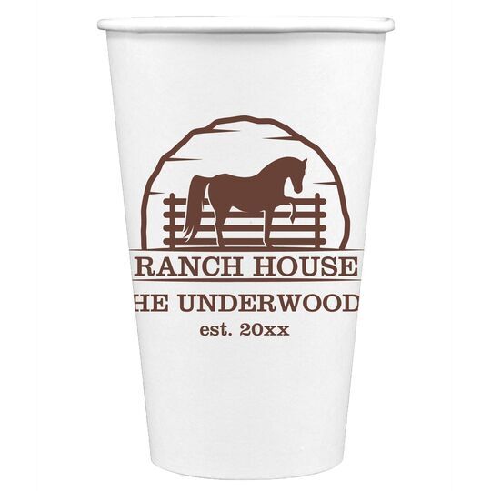 Horse Ranch House Paper Coffee Cups